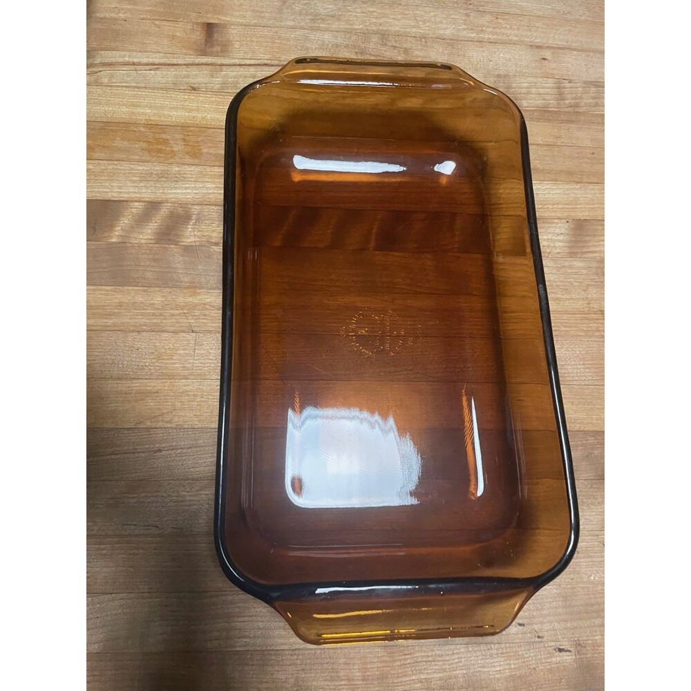 Vintage 1980s Anchor Hocking Glass 432 Amber Brown 1.5 Quart Rectangle Casserole